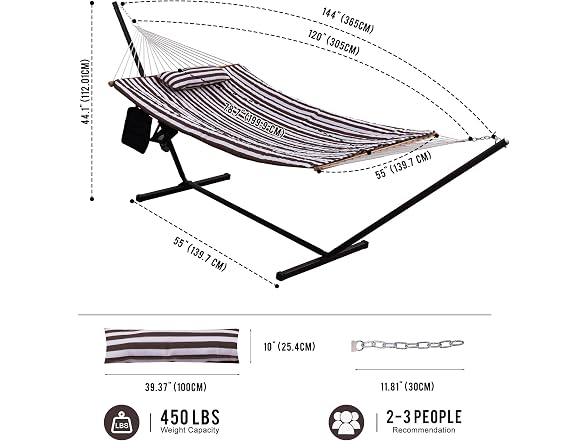Lazy Daze Double Hammock w/ 12ft Steel Stand