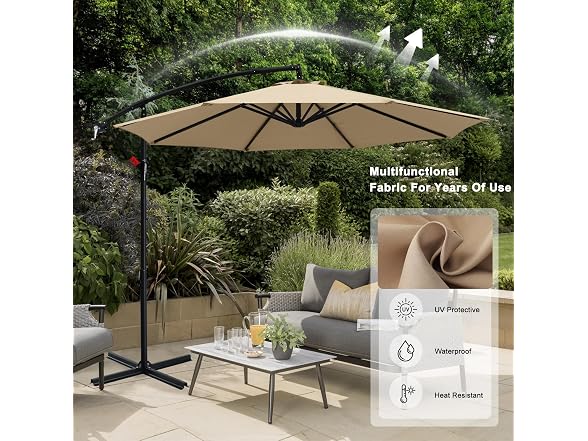 ABCCANOPY Cantilever Patio Umbrellas 10FT Khaki
