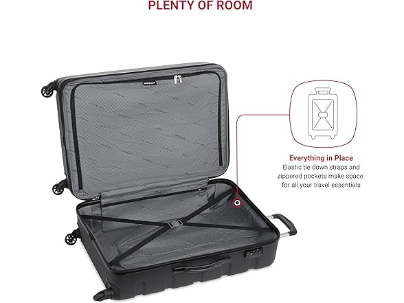 SwissGear 7366 Signature Hardside Luggage Weekender Tote, Black, 2-Piece Set 