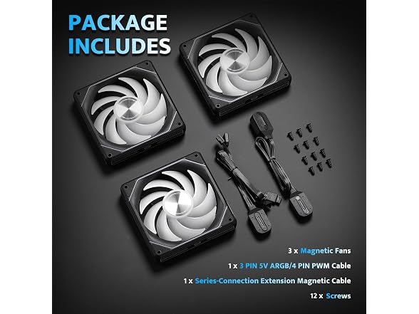 (3 Pack) darkFlash G24 120MM Magnetic ARGB PC Case Fans