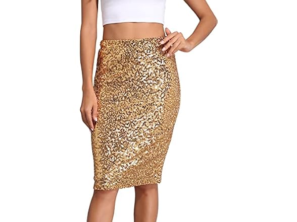 PrettyGuide Women (20-22) Sequin Skirt High Skirt