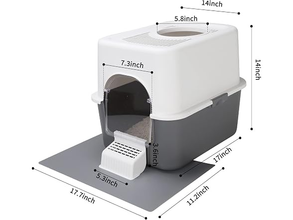 RIZZARI Large Cat Litter Box,Portable Cat Litter Box