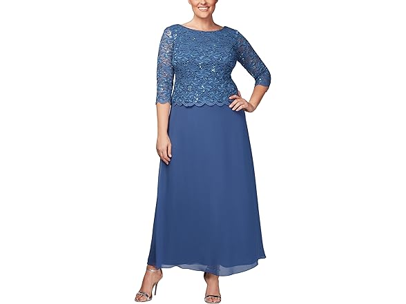 Alex Evenings Women (18 Plus) Dress Trim Wedgewood