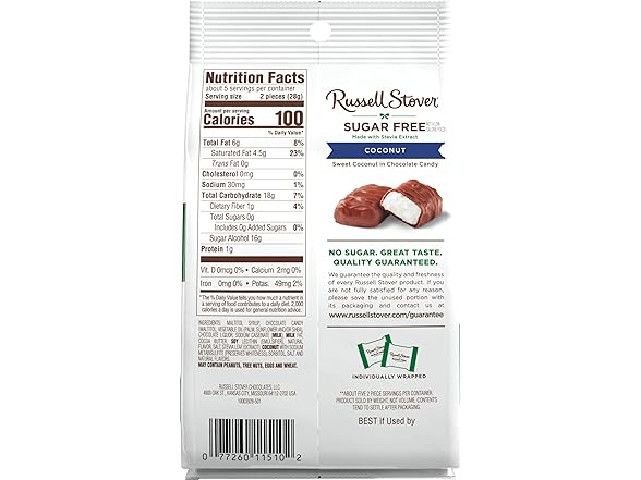 Russell Stover SF Coconut in Choc 5oz