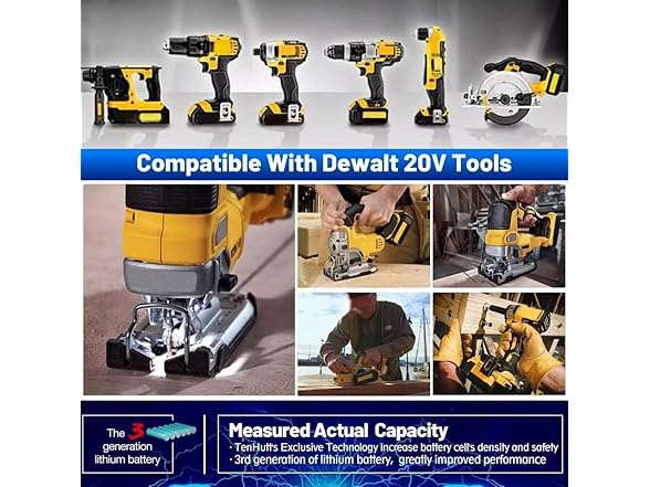 LONG FIT DCB205 2-Pack 20V Max 6.0AH for Dewalt