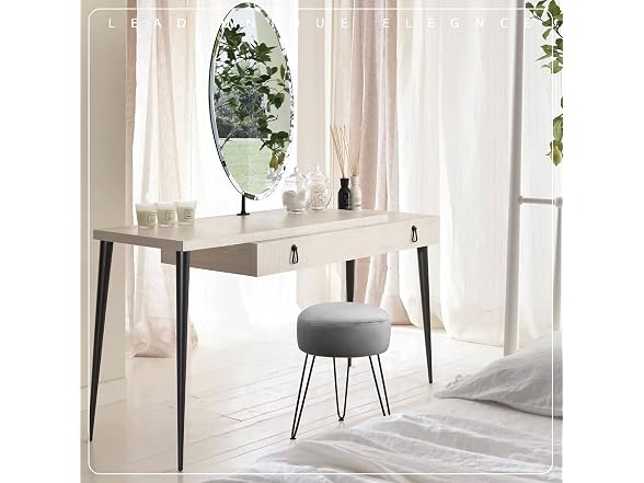 LUE BONA Grey/Black Vanity Stool