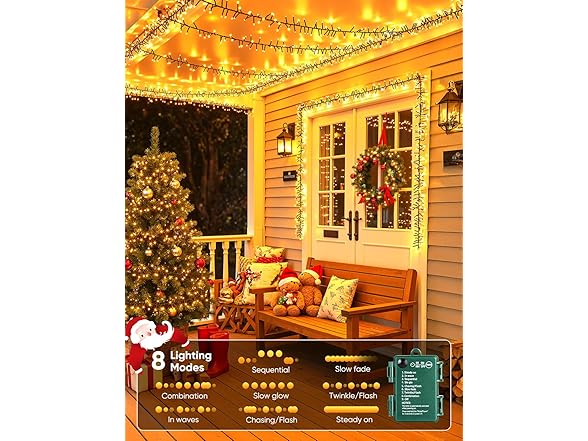 Brightown Minetom Battery Operated Christmas Lights Outdoor, 2 Pack