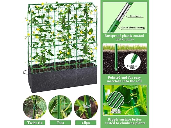 POILKMNI Climbing Plants Trellis for Raised Bed