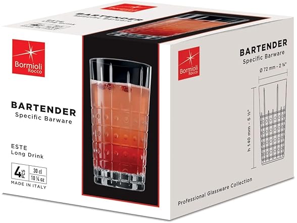 Bormioli Rocco Bartender Este 10.25 oz. Long Drink Drinking Glasses Set of 4