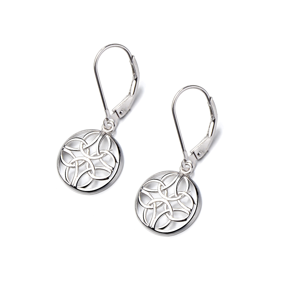 Sterling Silver Celtic Leverback Earrings - Gallery 2