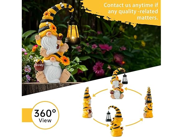 QZZP W2340 Solar Bee Garden Gnomes
