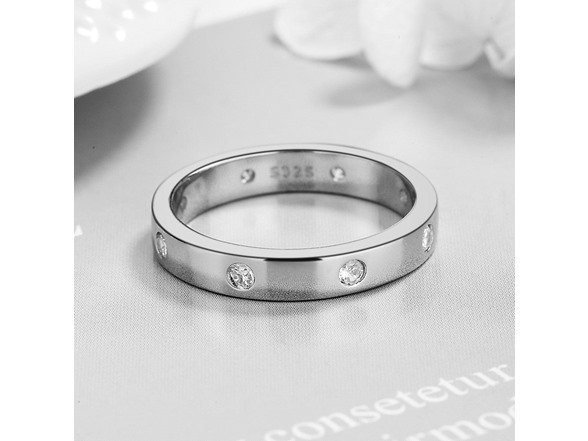 14K White Gold Plated thick Band Ring