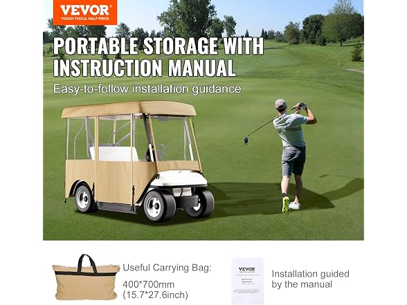 Golf Cart Enclosure, with 4-Sided Fairway