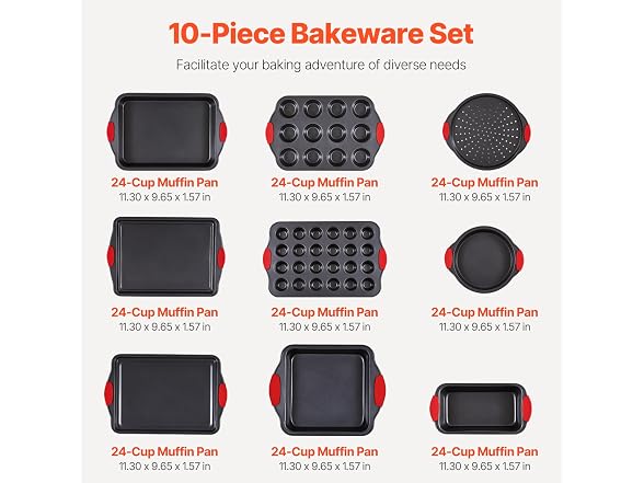 Bakeware Set 10 Pieces Non-Stick