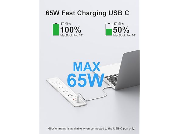Recessed Power Strip USB C 65W Fast Charging Station