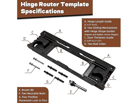 Door Jamb Hinge Jig Compatible with 8 Sizes