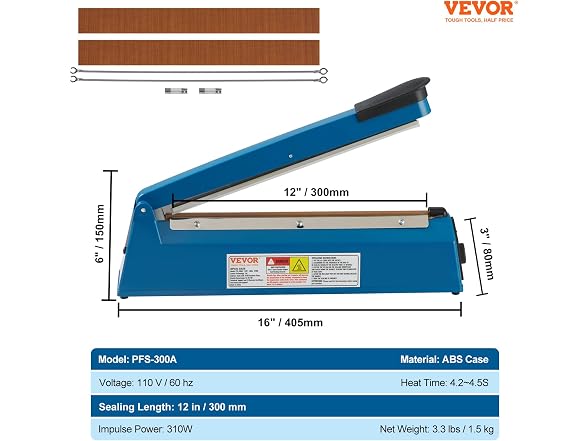 VEVOR Impulse Sealer 12 inch
