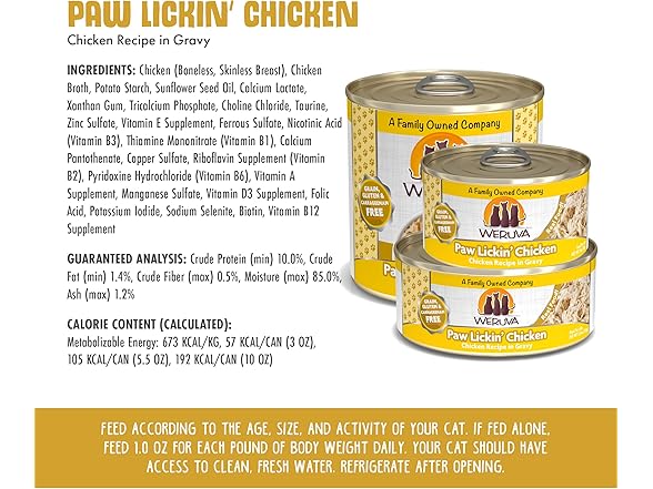 24PK Weruva Classic Cat Food, Paw Lickin’ Chicken