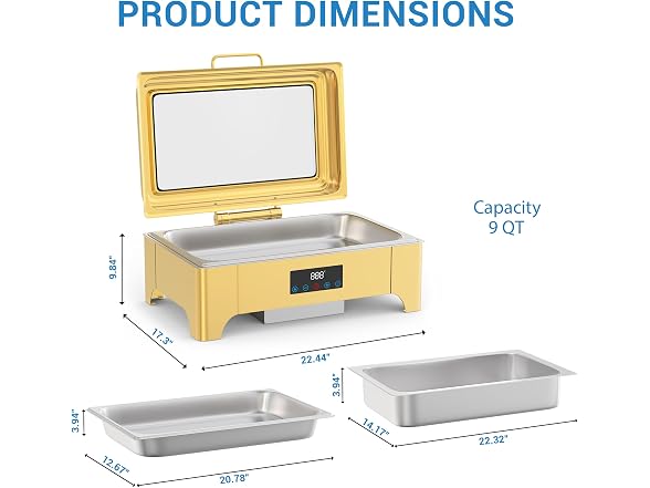 Electric Chafing Dishes, 9QT Smart-Touch