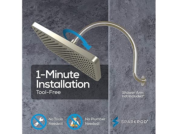 12" Rectangle Rain Shower Head