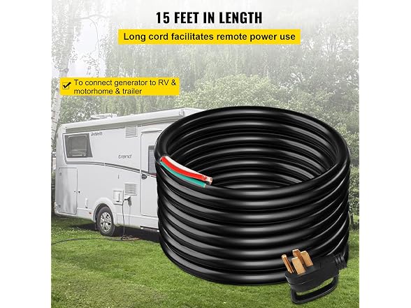 15 ft 50A RV Camp Power Cord Generator Cord