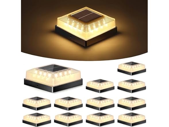 Brightever 12-Pack Solar Black Post Cap Lights