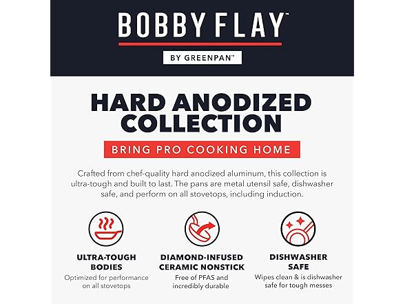 GreenPan x Bobby Flay Hard Anodized Nonstick 10 Piece Cookware Set
