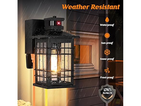 Motion Sensor Porch Light with GFCI Outlets, 11.4''