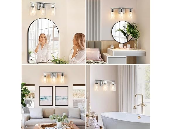 Battery Operated Wall Sconce, 3-Light Dimmable Light