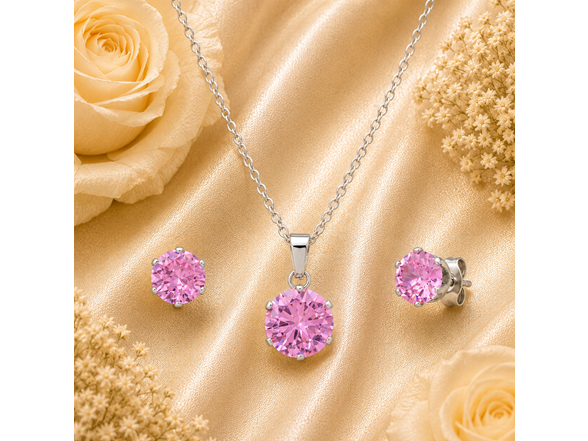 Pink Stone Necklace & Earring Set