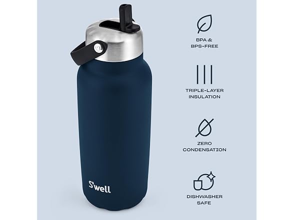 S'well Recycled Stainless Steel Explorer with Flip Straw Lid, 32oz
