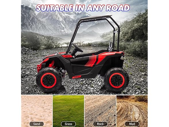24V Kids Ride On Utv Toys, Electric Off-Road Car (Red)