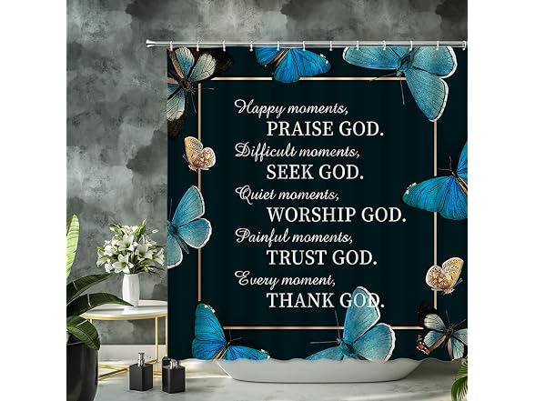 Inspirational Quote Butterfly Shower Curtain 