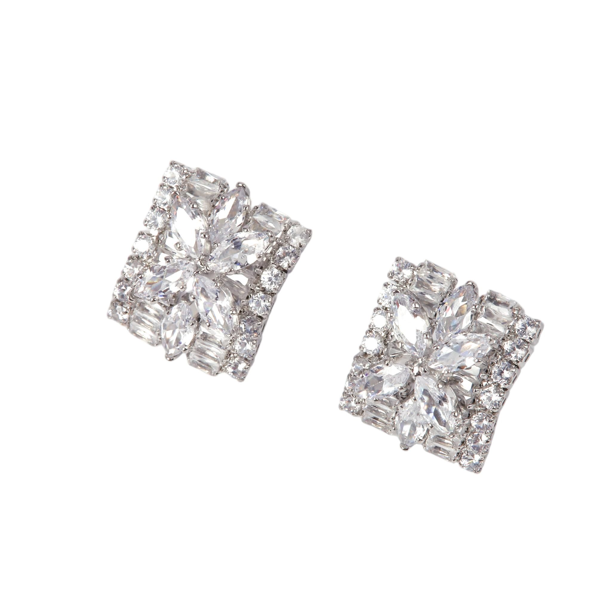 Cluster Cubic Zirconia Stud Earrings - Gallery 5