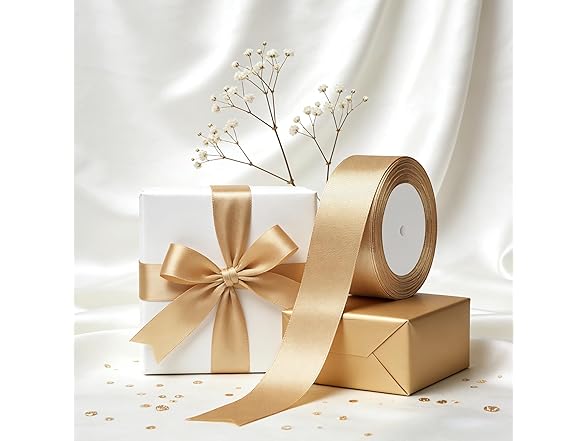 Gold Satin Ribbon 1-1/2 Inch x 2 Rolls