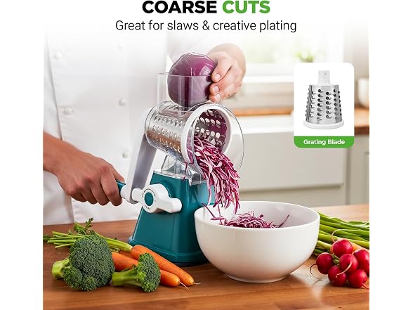 NutriChef 3 in 1 Cheese Grater & Shredder Green