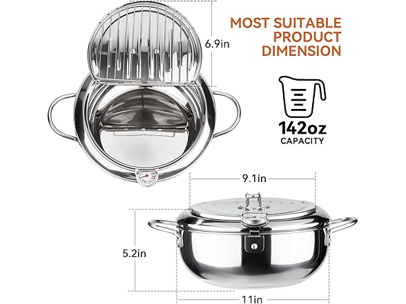 Kerilyn 11 Inch Deep Fryer Pot