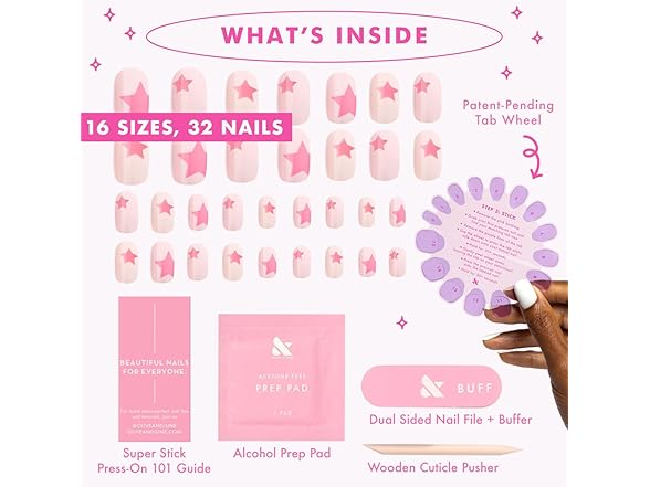 Olive & June Super Stick Mani Press-On Nails Pink Star Party