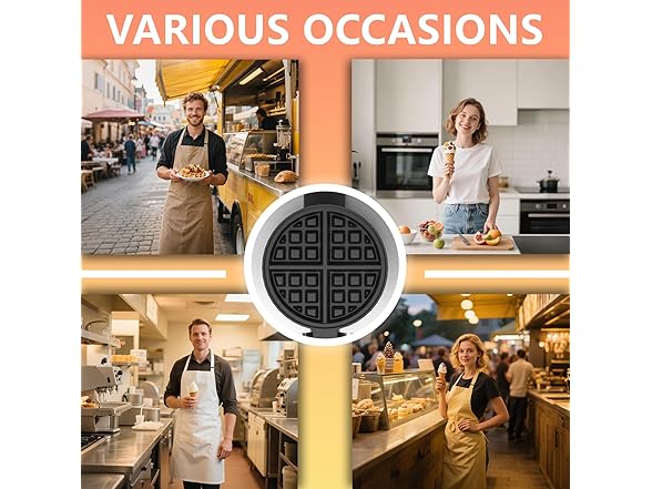 POPFOODEX Commercial Belgian Waffle Maker