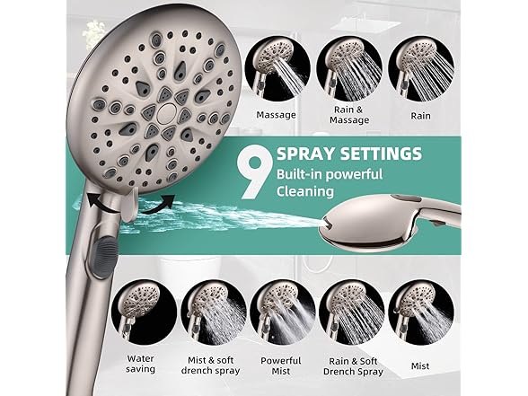 Cobbe High Pressure 9 Functions Shower Head
