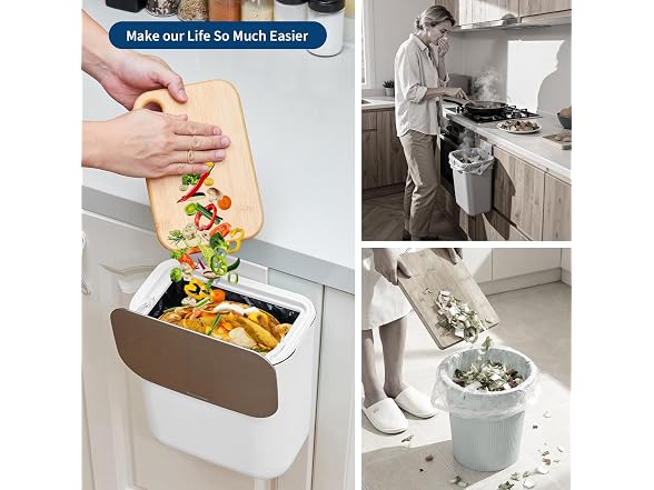 Compost Bin Kitchen for Countertop or Under Sink,2.4 White