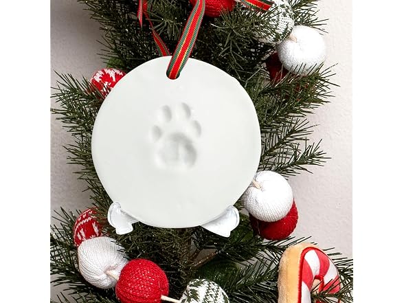Midlee Christmas Clay Dog Paw Print Ornament