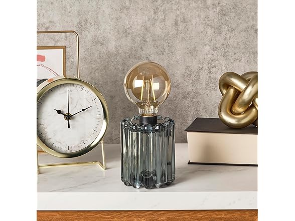 Elements Green Glass Bulb LED Lantern – Decorative Lighted Table lamp