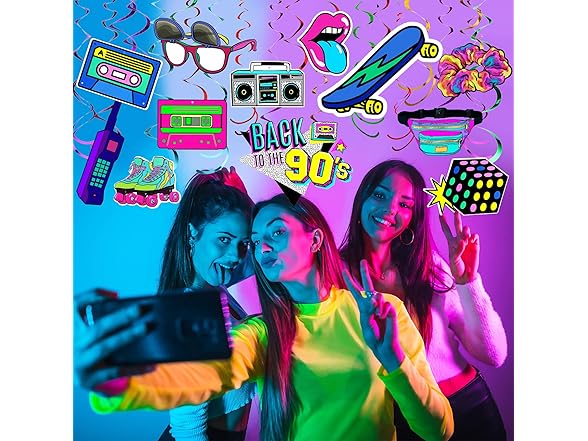 96 Pcs 90s Theme Party Decorations Kit