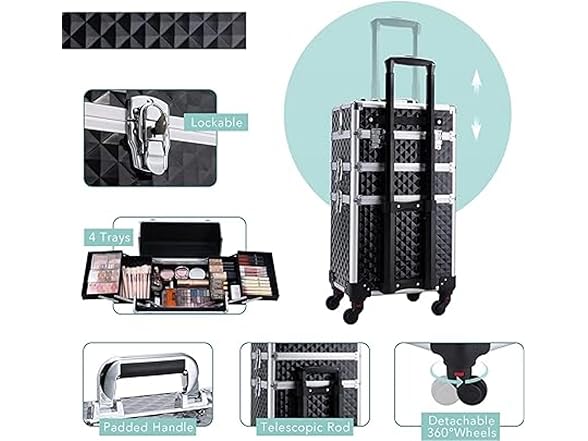 Kusport Women's Cosmetic Hardside Expandable Luggage