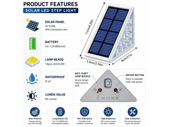 Infinite Basics 6-Pack Triangle Solar Step Lights Outdoor