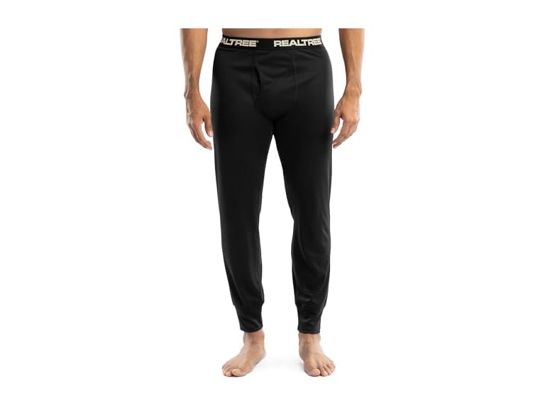 Realtree Men's Polyester Performance Baselayer Thermal Underwear Long Johns Bottom, Pitch Black, X-Large