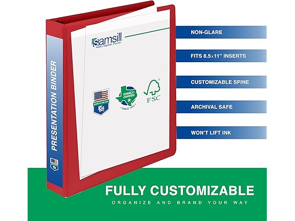 Samsill 0.5 Inch 3 Ring Binder - Red