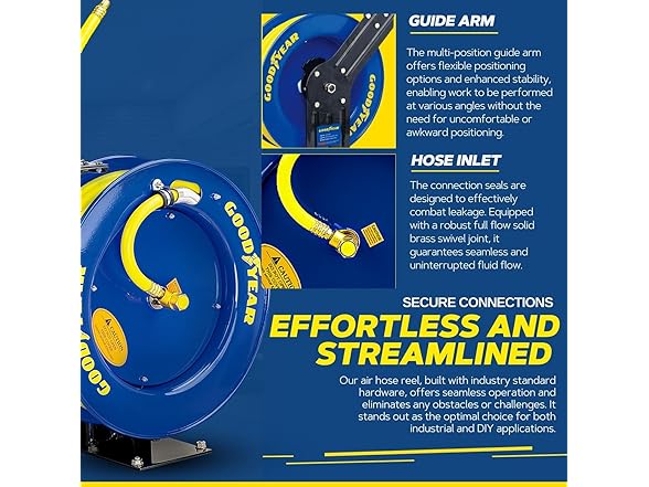 Goodyear Air Hose Reel Retractable 1/2" Inch x 65'