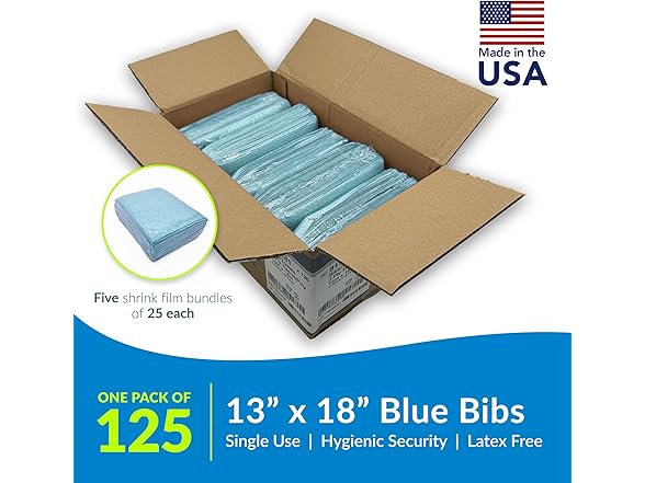 TIDI Dental Bibs Blue 13x18" 125ct
